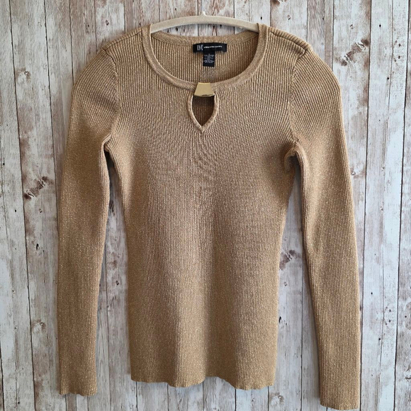 Women's INC Sweater Size S Gold Long Sleeve - Picture 1 of 6